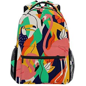 Art Flamingo Rugzakken Kleurrijke College School Book Bag Reizen Wandelen Camping Daypack