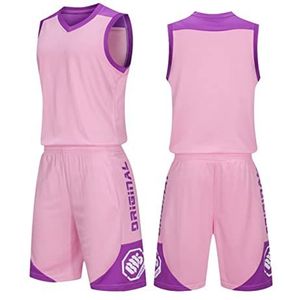 HULG Kinderen/aldult Basketball Kit, basketbal Jerseys? NBA Jersey? basketbal speler kostuum? Team uniform met zakken sportkleding uniform, CR-07, 4XL