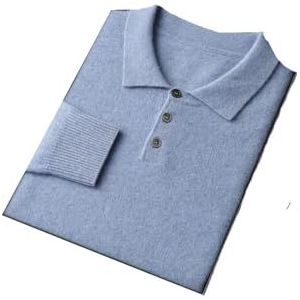 Hgvcfcv Kasjmier Gebreide Trui Winter Herfst Mannen Truien Polo Kraag Volledige Mouw Truien Mannelijke Kleding, Hemelsblauw, XX-Large