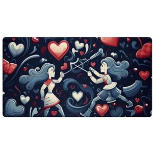 Keukenmat en vloerkleden gedempt, 15,7 ""x 29,5"", antislip waterdichte absorberende olie comfortmat voor keuken, vloer huis, kantoor, gootsteen, wasgoed - cartoon strijd harten print