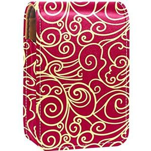 Gepersonaliseerde Lipstick Case Draagbare Make-up Tas Cosmetische Pouch Lippenstift Houder Make-up Organizer Chinese Wolken Rood, Meerkleurig, 9.5x2x7 cm/3.7x0.8x2.7 in