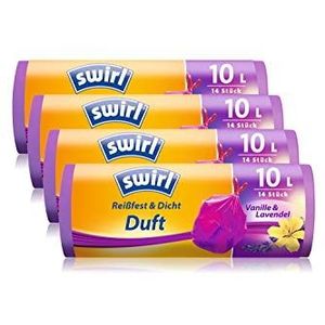 Swirl Geurvuilniszakken vanille-lavendel met trekkoord, 10 liter, 4 rollen met elk 14 zakken