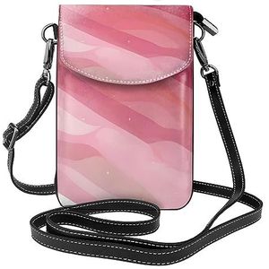 Roze gradiënt stijl rits crossbody tas, &* vrouwen schoudertas met kaartsleuf, verwijderbare schouderriem, 19,2 x 12,5 cm., Zwart, Eén maat