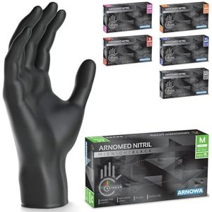ARNOMED wegwerphandschoenen zwart, nitril handschoenen M, 500 stuks, poedervrij & latexvrij, verkrijgbaar in maat XS, S, M, L, XL & XXL