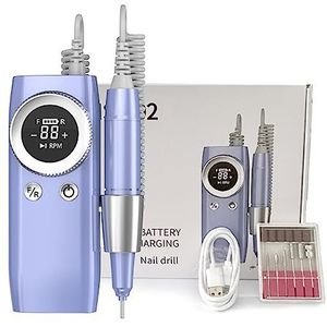 Elektrische nagelvijl, 45000 RPM elektrische nagelboormachine, oplaadbare draadloze elektrische nagelschuurmachine for acrylgel, manicureboor for nagelsalon voor zowel natuurlijke als kunstnagels (Co