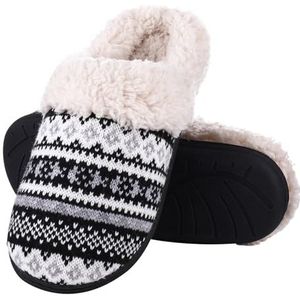 ENWWCH Heren Winter Slippers Winter Warm Katoen Slippers Voor Vrouwen Mannen Flats Zachte Antislip Pluizige Schoenen Ontwerp Slides Paar Indoor Huisslippers Voor Thuisgebruik, zwart.,