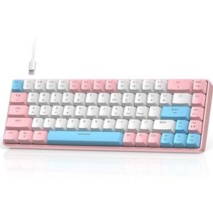 MAGIC-REFINER T8 60% Mechanisch Gaming-toetsenbord Mini Draagbaar met RGB Backlit Bedraad USB C-toetsenbord Compact 68 toetsen Anti-Ghosting Amerikaanse lay-out Ergonomisch Compatibel met PS4, PC,