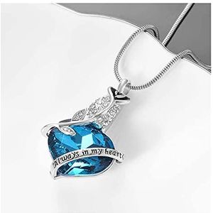 SASHUN XLIAN326 Crystal Heart Rose Bloem Crematie Ash Ketting Keepsake Memorial Urn Hanger Ketting Voor Vrouwen Mannen Beste Geschenken Huisdier Memorial (Metalen Kleur: Blauw)