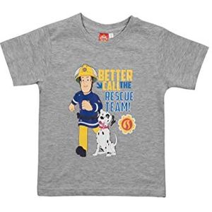 Brandweerman Sam T-shirt voor jongens - Rescue Team - kinderbovendeel shirt korte mouwen grijs, grijs, 110/116 cm