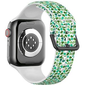 Sport zachte band compatibel met Apple Watch 42/44/45/49mm (veelkleurige groene bladeren bomen) siliconen armband band accessoire voor iWatch