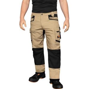ACE Constructor Lange werkbroek voor heren - Werkbroek voor heren met elastische tailleband, cargo- en kniezakken - Beige - 48