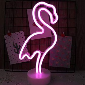Neon Light Sign LED Wall Decor Nachtlampje USB/Batterij-aangedreven Neon voor Kerst Verjaardagscadeau Party Kids Woonkamer Bruiloft Decor (Flamingo)
