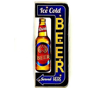 DiiliHiiri Retro-bord, verlicht, bar, bier, vintage-stijl, metalen bord, handwerk, accessoires voor decoratie thuis jaren 50 jaren, Happy Hour Cold Beer