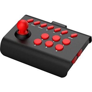 LiLiTok Arcade Fight Stick Draadloze Arcade Fight Stick Street Fighter Arcade gevecht joystick met Turbo & Macro compatibel met Xbox / PS4 / PS3 / Switch / PC / Android iOS Phone (zwart rood)