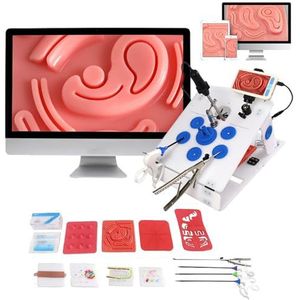 Laparoscopische Simulatortrainer, Operatiesimulatorkit, Laparoscopische Trainingsbox + 10 Trainingsmodules + 4 Chirurgische Instrumenten + Hd-Camera, Ondersteuning Voor Computertelefoontablet,B-30°
