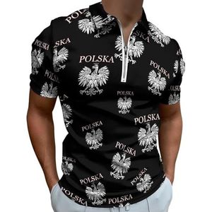 POLSKA EAGLE Poloshirts met halve rits voor mannen, slim fit, korte mouwen, sneldrogend, golftops T-shirts, 5XL