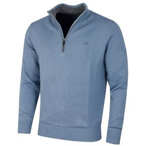 Calvin Klein Heren Chunky Knit 1/2 Zip Golf Sweater - Regenwolk - L