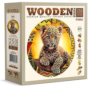 WOODEN.CITY Houten puzzel - schattige kleine luipaard met 250 stukjes - unieke en ongewone puzzel met stukjes in dierenvorm - stimulerende houten mozaïekpuzzel voor volwassenen