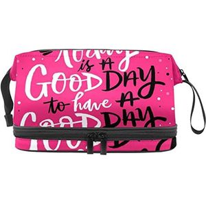 Grote capaciteit reizen cosmetische tas,Inspirerende belettering,Make-up tas,Waterdichte make-up tas Organizer, Meerkleurig, 27x15x14 cm/10.6x5.9x5.5 in