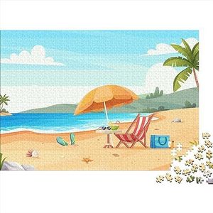 Stranddag Jigsaw Brain Teaser Puzzel voor Volwassenen Legpuzzels Leren Educatief Speelgoed Familie Uitdagende Spelletjes Kerst Verjaardagscadeaus voor Jongens Meisjes 500 stuks (52x38cm)