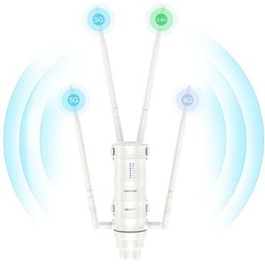 WAVLINK Wifi-router 4G LTE voor buiten met sleuf voor nano-simkaart, 1200 Mbps Dual Band Wireless Internet WiFi, 4x7dBi omnidirectionele antennes, ondersteuning router/4G router/mix mode