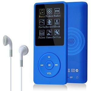 COVVY Slanke muziekspeler, 8 GB, draagbaar, verliesloos geluid, 70 uur scherm, MP3-speler, ondersteuning tot 64 GB (marineblauw)