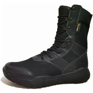 Mannen Werkschoenen Combat Ankle Militaire Leger Laarzen Waterdichte Lace Up Tactische Boot Motorlaarzen, Zwart gaas, 45 EU