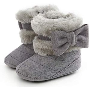Asudaro baby meisjes winter warme sneeuwlaarzen zachte zool kribbe schoenen babyschoenen bowknot loopschoen 12cm(6-12 Monate) grijs
