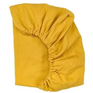 KraftKids Hoeslaken mousseline dubbele crêpe geel mosterd van 100% katoen in maat 120 x 60 cm, handgemaakte matrashoes gemaakt in de EU
