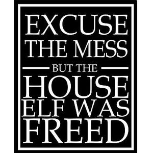 Excuus The Mess But The House Elf Was Released Harry Potter teken metalen muurplaat 15 x 20 cm vintage retro poster kunst foto afdrukken