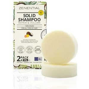 Vast Shampoo - Set van 2 Stuks - Vegan en Natuurlijk, Voor Alle Haartypes, 99% Ingrediënten van Natuurlijke Oorsprong, Met Grapefruitgeur en Kokosbasis - Duurzame Kartonnen Verpakking - Zenential