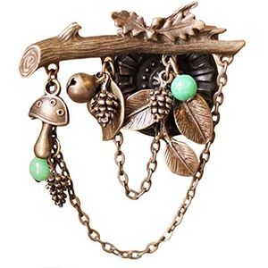 Vintage Broche Boom Broches voor Vrouwen Broches voor Kleding Goud Brincos Blad Broche Plant Ketting Hanger Sieraden Metaallegering 1 stuk, Eén maat, Agaat