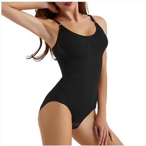 ChMLQX Shapewear bodysuit voor dames, veelzijdige buikweg, tanktop, jumpsuit, figuurvormende body shaper met verstelbare bandjes, zwart, XL