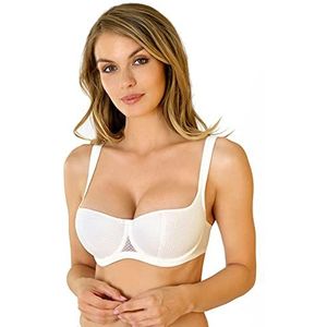 ROSME Lingerie Balconette bh voor dames met gevoerde bandjes, Collectie ""Kamila"", Ivoor, Maat 95D