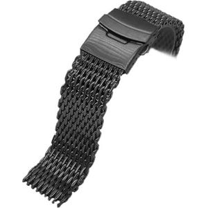 LUGEMA Compatibel Met Samsung Galaxy Watch Milanese Lusarmband Roestvrij Staal Gaas Geweven 18 20 22 24 Mm Dubbele Knop Solide Horlogeband Band (Color : Black, Size : 18mm)