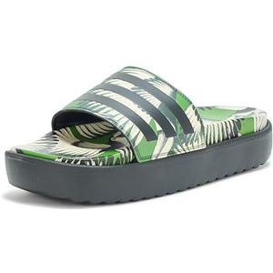 adidas Plataforma Adilette glijbaan voor dames, Crew Green Black Black, 41 1/3 EU