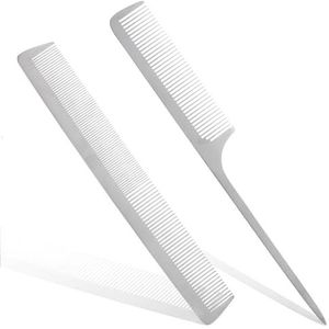 Zhangfang 2 stuks roestvrijstalen haarkam Metalen Staart kam Fijne tanden met metalen punt Professionele kam Antistatische schubbenkam Kappers & Schoonheidsgereedschap