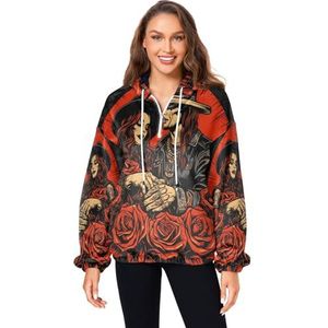 KAAVIYO Rode roos liefde kunst pluizige jas trui hoodie capuchon zakken donzig fleece sweatshirt ronde hals truien hoodies voor meisjes vrouwen, Patroon, XL