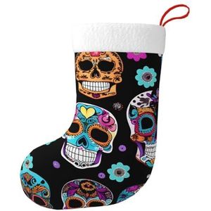 Aubnva Suiker Schedel Print Kerst Kous 17.7 inch Feestelijke Decor Voor Xmas Familie Bijeenkomsten Party Gunsten