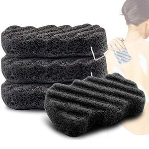 Konjac Sponge Set van 4 Bamboe Houtskool Body Gezichtsspons Exfoliator Reiniging Zachte Bladerspons voor Gevoelige Huidverzorging, Veganistisch, Pouf Bad Alternatief voor Exfoliëren en Reinigen voor Mannen Vrouwen (4 Pack)