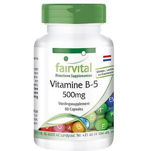 Fairvital | Vitamine B5 capsules 500mg - voor 2 maanden - HOOG GEDOSEERD - VEGAN - 60 capsules - pantotheenzuur