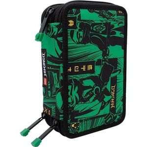 LEGO® Ninjago® Rechthoekig pennenetui 3 ritssluitingen met FILA inhoud - groen, Groen, Astuccio 3 zip da 20 cm, Pennenetui met 3 ritssluitingen