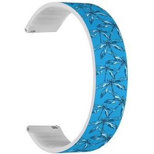 RYANUKA Solo Loop band compatibel met Ticwatch Pro 3 Ultra GPS/Pro 3 GPS/Pro 4G LTE / E2 / S2 (Blue Dragonfly) Quick-Release 22 mm rekbare siliconen band band accessoire, Siliconen, Geen edelsteen
