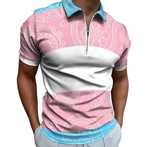 Transgender Paisley Vlag Half Zip-up Polo Shirts Voor Mannen Slim Fit Korte Mouw T-shirt Sneldrogende Golf Tops Tees 2XS