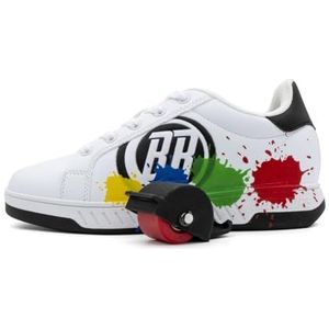 Breezy Rollers 2180370 Kinderschoenen met Wieltjes, Schoenen met wielen, Sportschoenen met een Intrekbaar Wiel, Schoenen met Wieltjes Jongens en Meisjes (Wit zwart, numeric_31)
