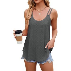 Badpakcover-up for dames, casual zomerjurkcover-up, spaghettibandjes met oogjes en kapmouwen(Gray,XXL)