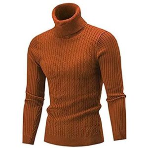 Wintertrui, Herfst Winter Heren Trui Brei Truien Rolkraag Gebreide Warme Slim Fit Casual(Caramel Colour,3XL)