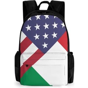 Amerikaanse Italiaanse vlag 16 inch laptop rugzak grote capaciteit dagrugzak reizen schoudertas voor mannen en vrouwen