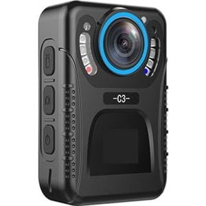 Lichaamscamera C3/K3 Kleine Draagbare Mini Camcorder Explosionprood Waarschuwingslampje Lichaam Gedragen Camera Groothoek Video Recorder Kamera met audio en video(C3 128GB)