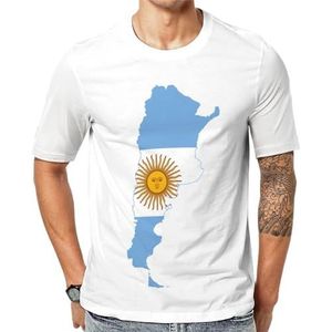 Vlagkaart van Argentinië grafisch T-shirt met korte mouwen voor heren ronde hals print casual T-shirt XL